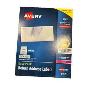 AVERY 5167 SEALED BOX OF 8000 LASER Return Address Shipping Labels 1/2" X 1 3/4"